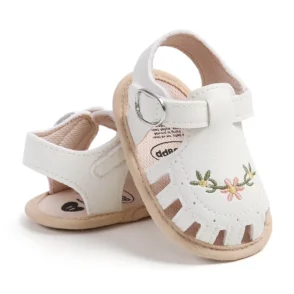 Baby Girls’ Floral Embroidered Summer Sandals (0–18 Months)