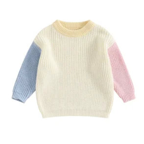 Toddler Contrast-Color Crewneck Sweater